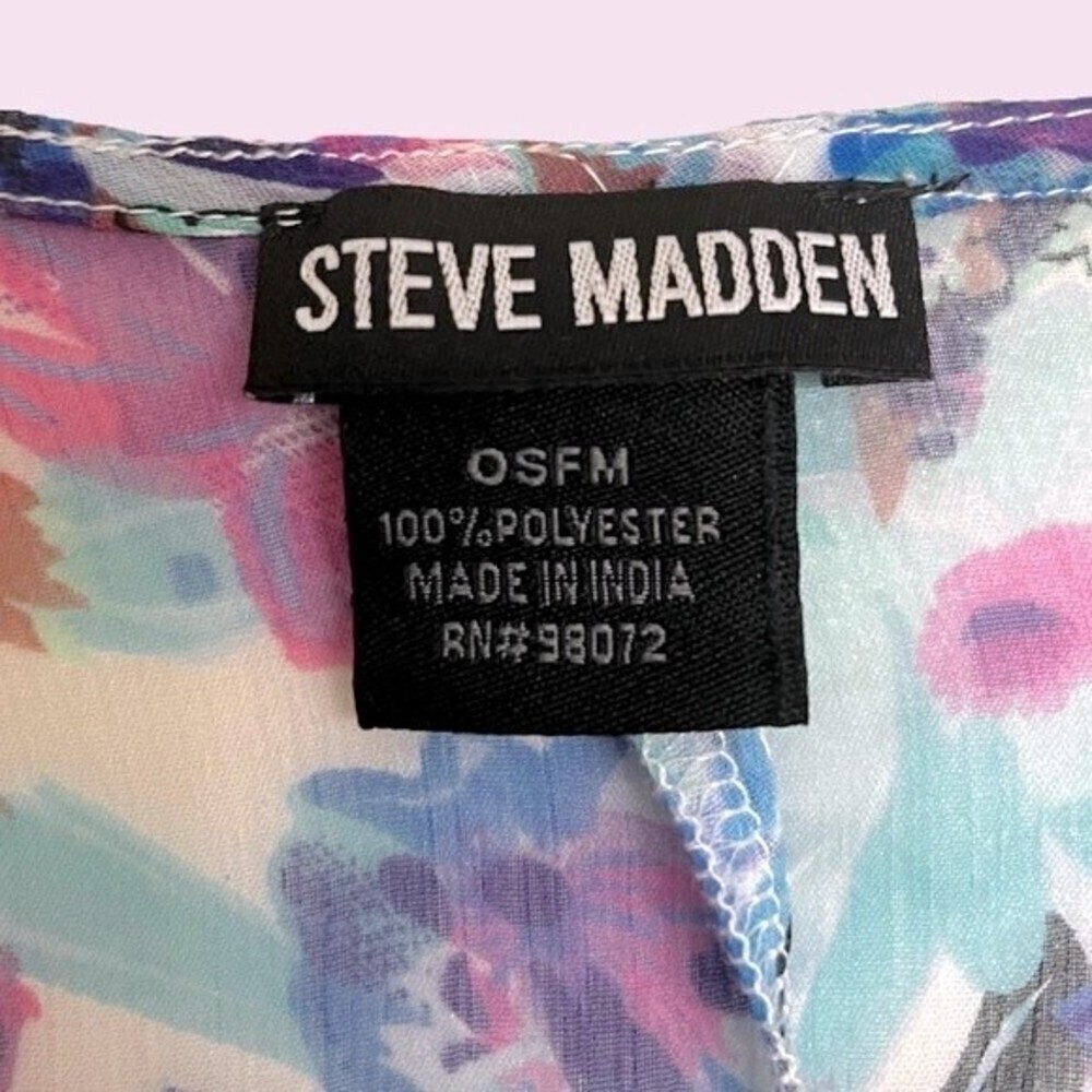 Steve Madden Sheer Floral Swimsuit Coverup Blue Pink Green Flowy Womens One Size - Picture 3 of 6